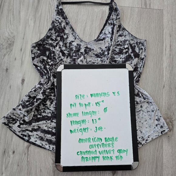 American Eagle Outfitters crushed velvet gray boho strappy tank top shirt WMS XS - Picture 8 of 8